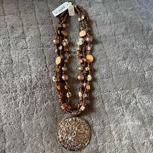 East 5th Beautiful Medallion Necklace w/ Variety of Beads Including Glass Beads